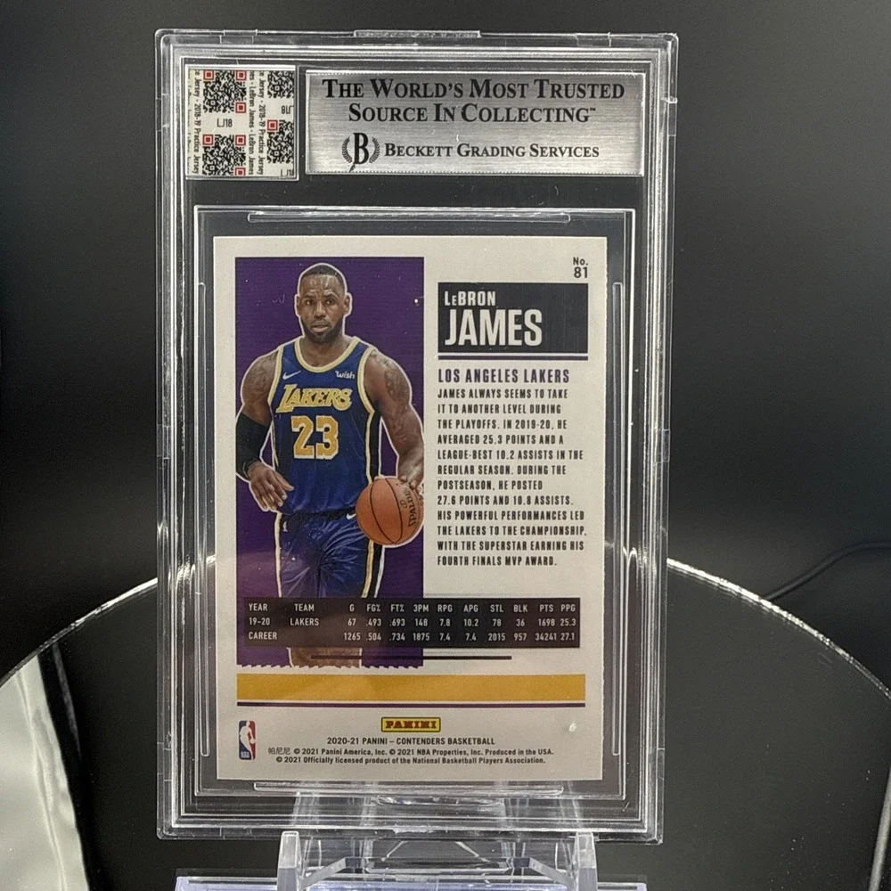 Panini 2020-21 Contenders LeBron James‎ #81 Beckett 9 Lakers Player Worn Jersey